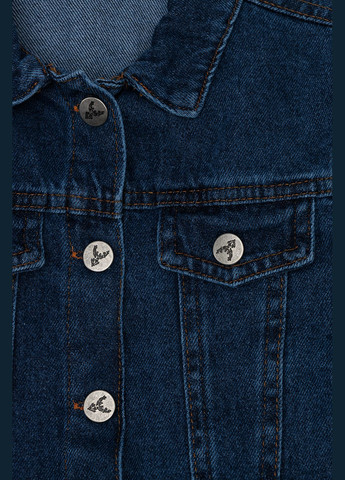 Темно-синя демісезонна куртка джинсова для дівчинки колір темно-синій цб-00244442 Cemix