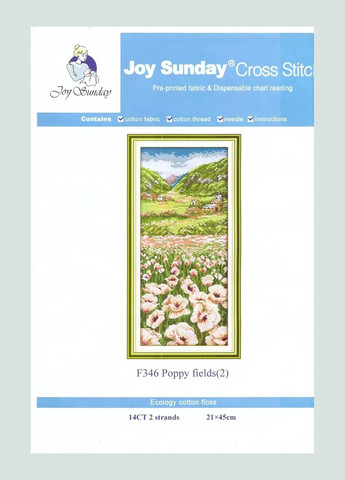 Набір для вишивання за нанесеною на канву схемою "Poppy fields 2". AIDA 14CT printed, 21*45 см Joy Sunday (313613201)
