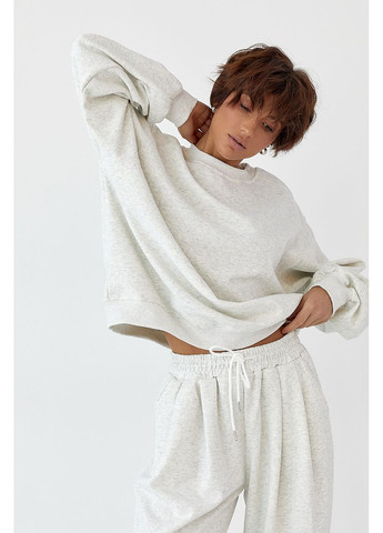 Теплий однотонний костюм зі світшотом та брюками зі складками Lurex (369327171)