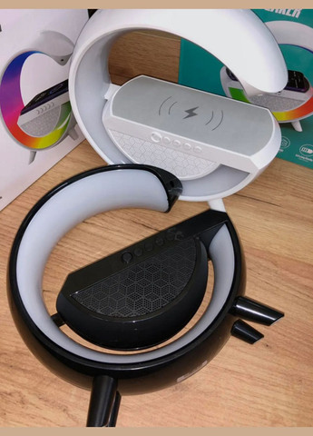 Розумний світильник-нічник G-Smart Light Sound Machine з бездротовою зарядкою телефона та Bluetooth-колонка Monocrystal (299338504)