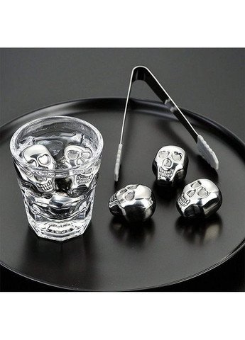 Набор из 6 камней в оригинальной форме черепа – кубики льда для охлаждения напитков + щипцы No Brand (325216345)