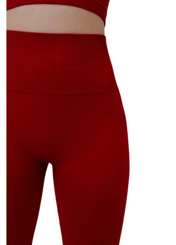 Красные демисезонные леггинсы в рубчик с моделирующим швом сзади leggings rib winery s/m No Brand