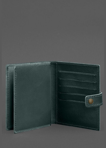 Кожаная обложка-портмоне на паспорт с гербом Украины 25.1 Зеленая (A-028680) BlankNote (328961576)