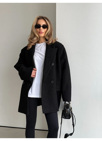 Чорне зимнє Жіноче напівпальто з кишенями MEXICO БУКЛЕ (mil601) milirud