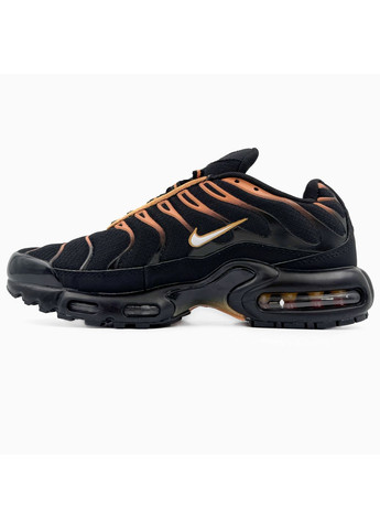 Чорні Осінні кросівки чоловічі nike air max tn plus black / orange nik-0538 найк аір макс тн плюс No Brand