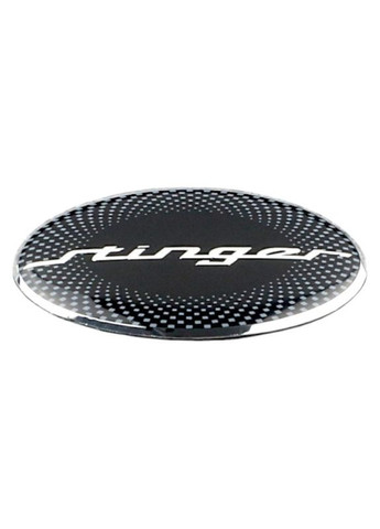 Эмблема руля надпись Stinger черная с хромом (фон в точку) 61х33 мм (на скотче) Kia (369610811)