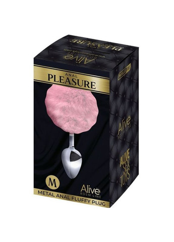Анальна пробка металева Anal Pleasure з рожевим хвостиком, M Alive (360475646)