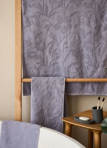 Рушник махровий "Іній" 50x90 см MBM HOME квітковий сірий