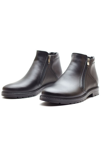 Черные зимние ботинки мужские из натуральной кожи Zlett