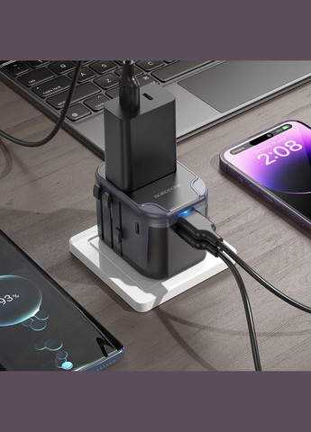 Мережевий зарядний пристрій BAC12 Leader 3-port(1C2A) universal conversion charger Black Borofone (335807101)