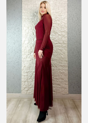 Бордовое праздничный, коктейльное, вечернее платье Lumina однотонное