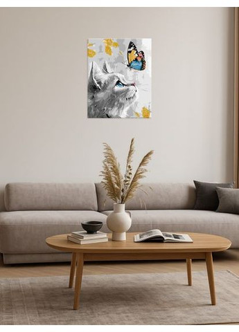 Картина за номерами - Мрійливе кошеня з фарбами металік extra ©art_selena_ua 40х50 см IDEYKA (363986965)