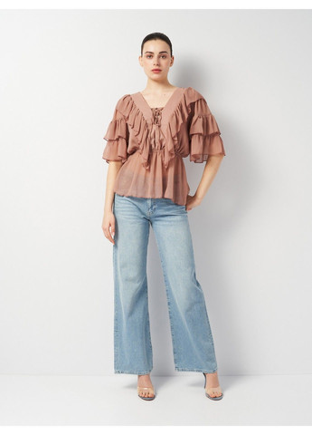 Темно-бежевая блуза Boohoo