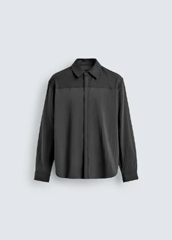 Темно-серая рубашка однотонная Zara