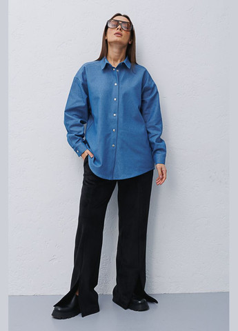 Жіночі велюрові смарагдові штани з розрізами спереду Arjen (289787575)