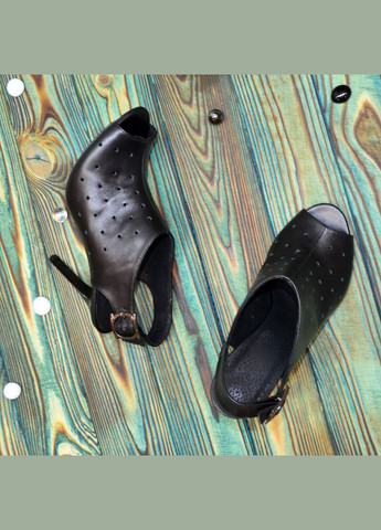 Черные женские кожаные черные босоножки на шпильке. 37 размер Vasha para