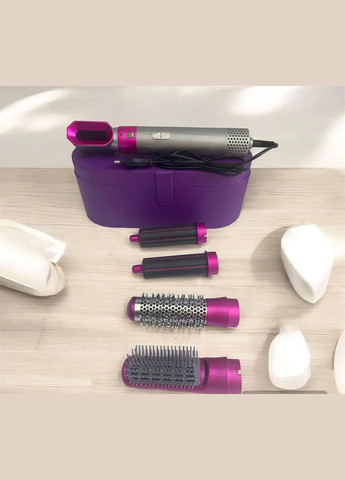 Стайлер 5в1 HAIR BRUSH Styler + Коробка Чохол з функціями надання об'єму, випрямлення, укладання Фіолетовий Lucky Day Shop (329186950)