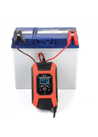 Зарядний пристрій для автомобільного акумулятора Foxsur 12V 7A (Червоний) No Brand (332635459)