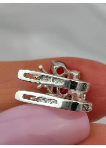 Серебряные серьги Бабочки с малиновыми камушками детские серебро 925 пробы No Brand (367089318)