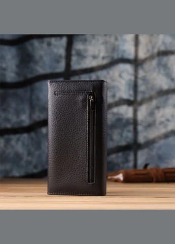 Жіночий вертикальний гаманець із натуральної шкіри 23084 Чорний st leather (329150782)