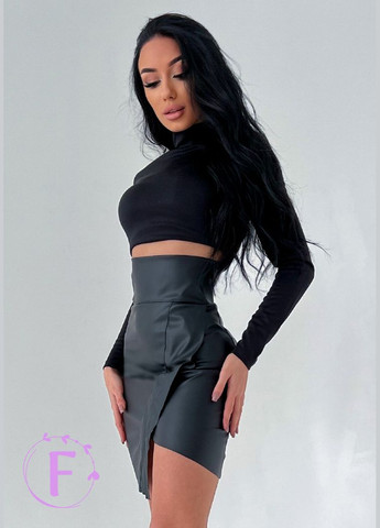 Асиметрична шкіряна спідниця на флісі Fashion Girl (317212056)