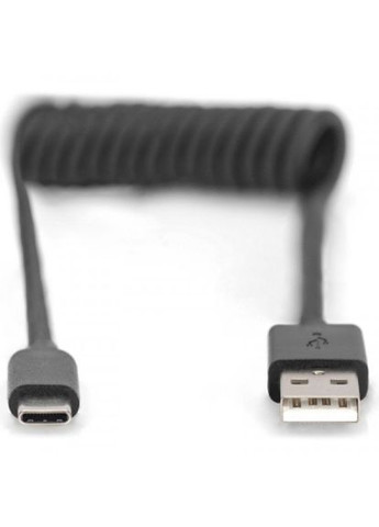 Дата кабель USB 2.0 AM to TypeC 1.0m (0.32m) spiral black (AK-300430-006-S) Digitus usb 2.0 am to type-c 1.0m (0.32m) spiral black (268140076)
