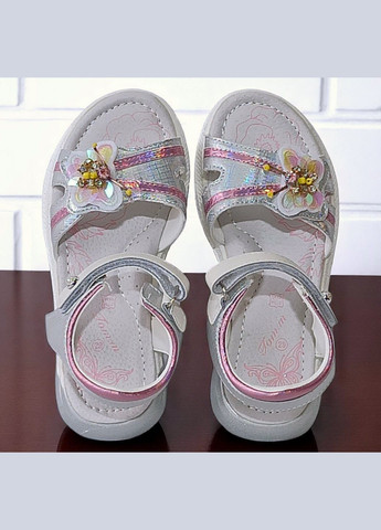 Серебряные повседневные, праздничные открытые босоножки сандалии на липучках для девочки том м Tom.M на липучке