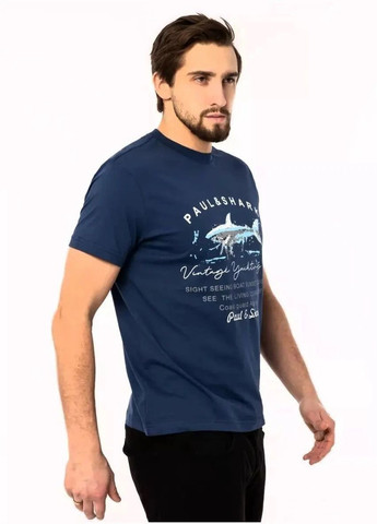 Темно-синя футболка чоловіча з коротким рукавом Paul & Shark Vintage Yachting Club