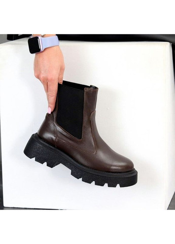 Зимние зимние кожаные черные ботинки, челси зимние, женские ботинки зимние код 25631 челси Garti без декора