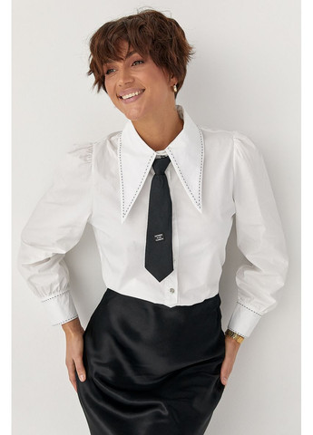 Молочная классическая рубашка однотонная Lurex