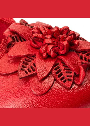 Жіночі червоні шкіряні балетки на гумці - німеччина Caprice | червоні квіти натуральна шкіра (303727796)