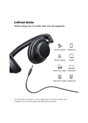 Беспроводные наушники HP202 HiTune Max5 Hybrid Active Noise-Cancelling Headphones Black(UGR-25255) Ugreen (371363695)