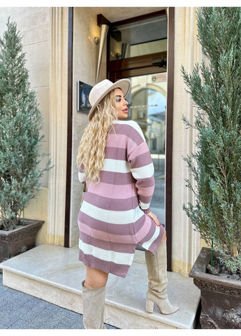 Пудровое повседневный, кэжуал, джинсовое вязаное платье в полоску, оверсайз силуэт, цвет — чёрный! BANG__BOOOM