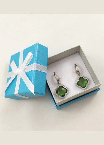 Серьги серебряные с султанитом "Клевер" СЛВЦ/Б-слт No Brand Сережки (330033563)