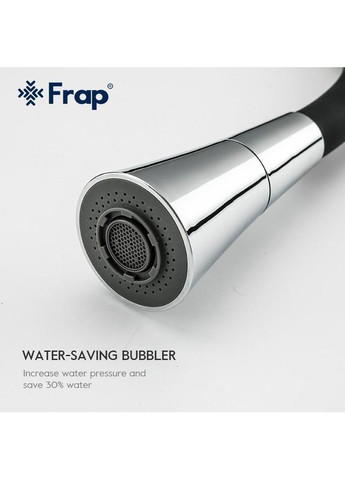 Смеситель для кухни F4044 с гибким изливом, 2 режима, черный/хром Frap (373267092)