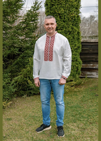 Біла чоловіча вишиванка степан V&V (300358794)