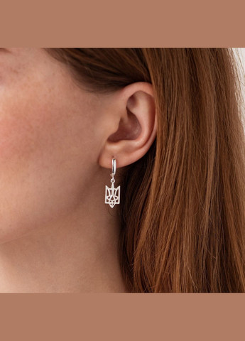 Срібні сережки Герб України - Тризуб 121315 Oniks (264023567)