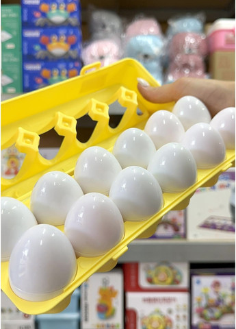 Дитячий розвиваючий набір — сортер «Яйця у коробці» 12 шт., вчимо кольори та форми No Brand (364553192)