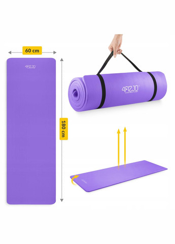 Килимок (мат) спортивний NBR 180 x 60 x 1.5 см для йоги та фітнесу Violet () 4FIZJO P-5907739311542 (346530222)