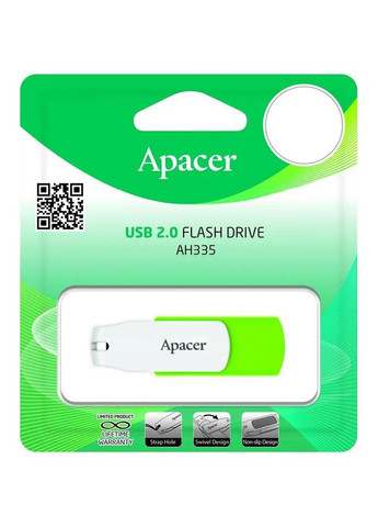 Флеш-накопичувач USB 64GB AH335 White/Green (AP64GAH335G-1) Apacer (336955571)