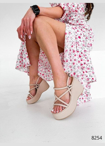 Бежеві босоніжки жіночі текстиль, босоніжки на платформі, бежеві босоніжки платформа Bashili Milla (347147111)