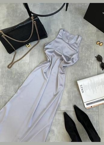 Серое вечернее платье женское Гермес однотонное