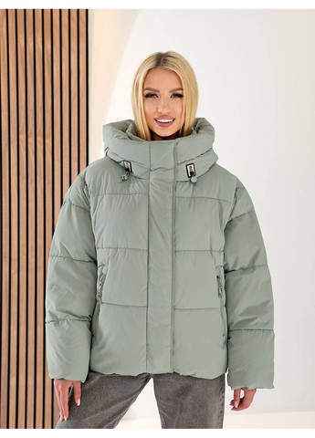 Оливкова зимня жіноча зимова куртка з капюшоном MonCher
