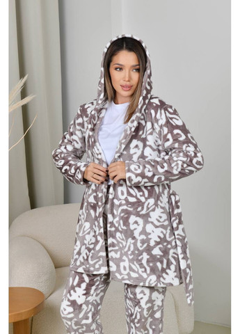 Бежева жіноча махрова піжама штани і халат Osoblyva