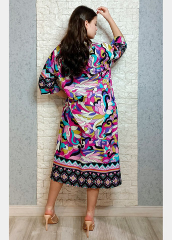 Комбинированное кэжуал платье оверсайз New Collection с абстрактным узором