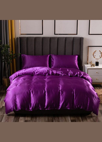 Атласна постільна білизна Півторний Фіолетовий 145 x 210 наволочки 2 х 50х70 см, 2 х 70х70 см (141413) No Brand (306633960)