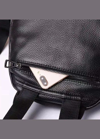 Кожаный женский городской рюкзак на черной молнии 85271 Tiding Bag (341309338)