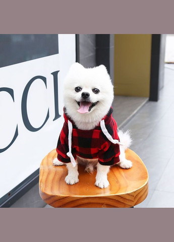 Худи для котов и кошек с карманом Pet Style "Сосиска" Чернокрасная клетка 3XL No Brand - (323237413)