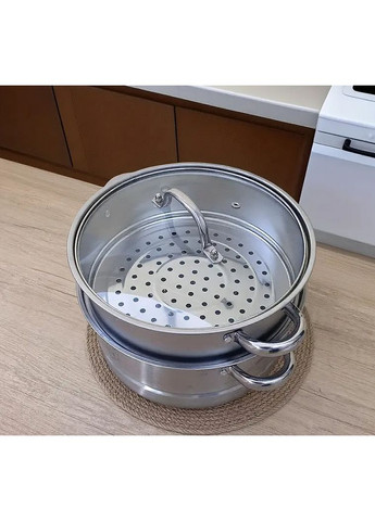 Пароварка-кастрюля из нержавеющей стали 2-мя ярусами 2.5л Cu-8990AA No Brand (368785988)