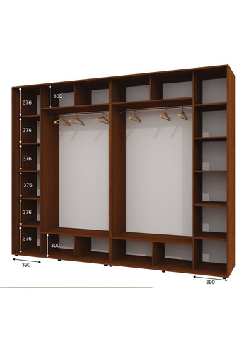 Шкаф-купе четырехдверный 290*60*240 Орех лесной Зеркало с пескоструйным рисунком Алекса (360466506)